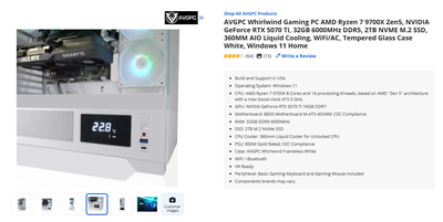 Tour ordinateur gamer : AVGPC Whirlwind Gaming PC, View more