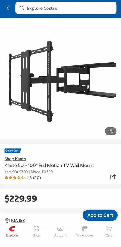 New Kanto PX720 Full Motion TV Mount, View more