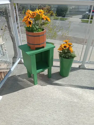 Old Wooden Painted Plant Stand Small Storage Cubby, View more