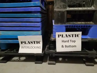 WAREHOUSE CLEARING OUT good used PLastic and WOOD skids, View more