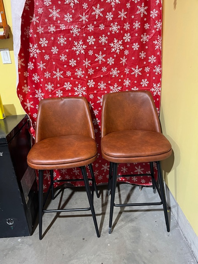 26" Faux Leather Reddish Brown Counter Stool, View more