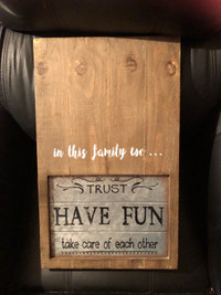  Brand new wood barnboard and metal family wall hanging