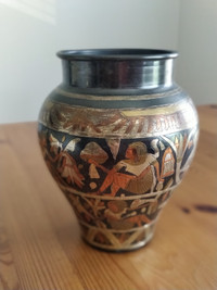 Egyptian hand made metal vase