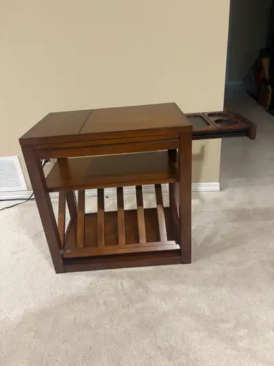 Rustic wood end table, View more