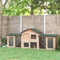 Large Rabbit Hutch Wood Bunny Cage Outdoor Guinea Pig House with