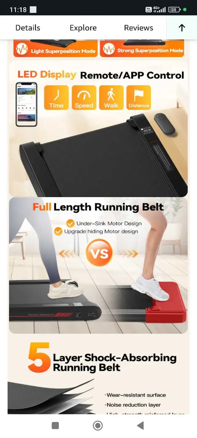 Walking Vibration Pad, 4 in 1 Treadmill, Walking Treadmill Pad f in Exercise Equipment in Edmonton - Image 10