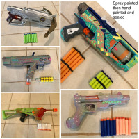 Cosmetically modified Nerf Blasters with ammo.