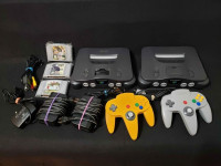 2 Nintendo 64 systems with 2 controllers & 3 games! $225/Trades.