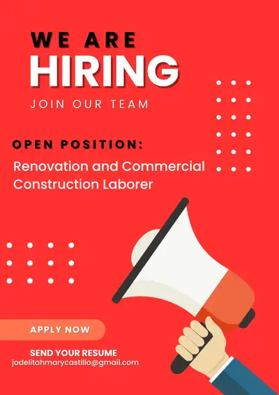 LOOKING FOR Renovation and Commercial Construction Laborer, View more