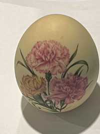Hand painted Roses Ceramic Egg Paperweight Signed D. HAQUE 4"