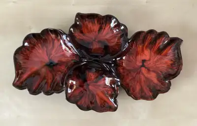 EVANGELINE CANADA Orange/Brown Drip Glaze MCM Snack Tray Dish, View more
