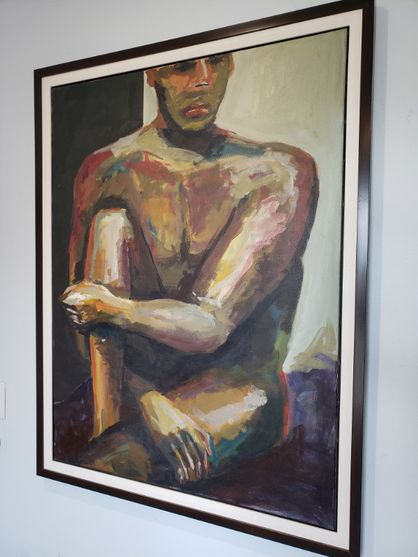 Piloz, Homme nu, huile sur toile, 30x40, signé /Naked man, oil dans Art et objets de collection  à Longueuil/Rive Sud - Image 2