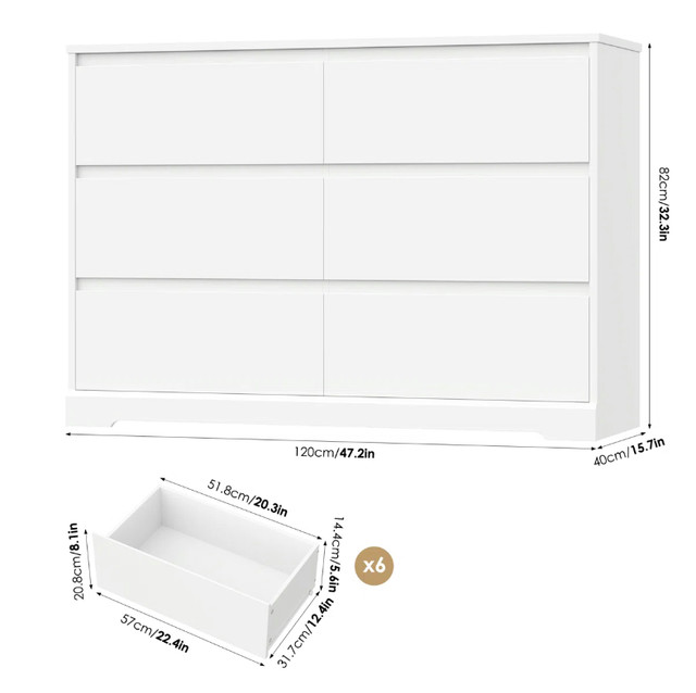 New 6 drawers dresser color white dans Commodes et armoires  à Granby - Image 4