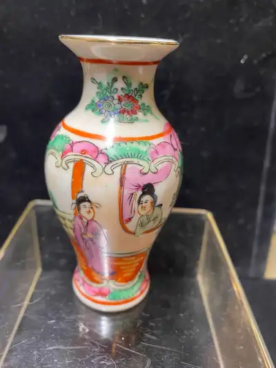 Antiques 19th Century Canton Miniature Vase 4 inch, View more