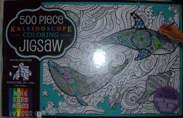 500 pc. kaleidoscope coloring jigsaw puzzle. 100% new. in Toys & Games in City of Toronto
