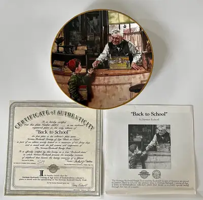 Collectable Plate - "Back to School" by Norman Rockwell, View more