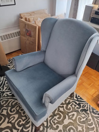 Baby Blue Velvet Armchair