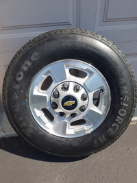 4 Firestone tires and 8 hole rims for GM fits 2013 and newer