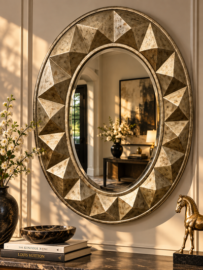 Large Vintage Style Oval Statement Mirror, View more