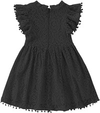 NEW Size 2, 3, 4, 5 CSBKS Black Toddler Girls Cute Pompoms Dress