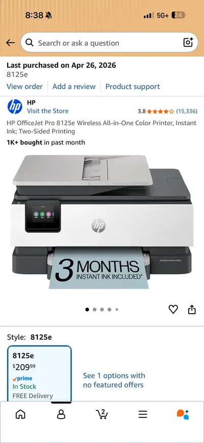 HP OfficeJet Pro 8125e Wireless Color Printe for sale, View more
