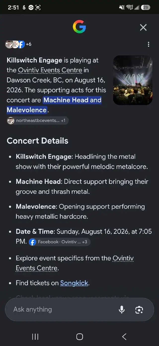 2 tickets for killswitch in Dawson Sunday the 16