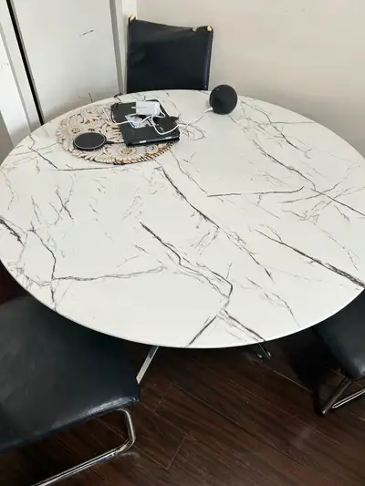 Dining table round shape- marble look.., View more