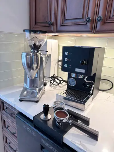 Like new Profitec Go and used Quamar M80E, 63 mm burrs, View more