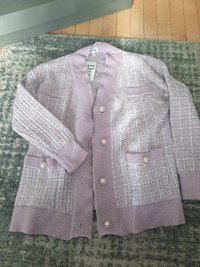 Lilac Tweed Skirt Cardigan Set