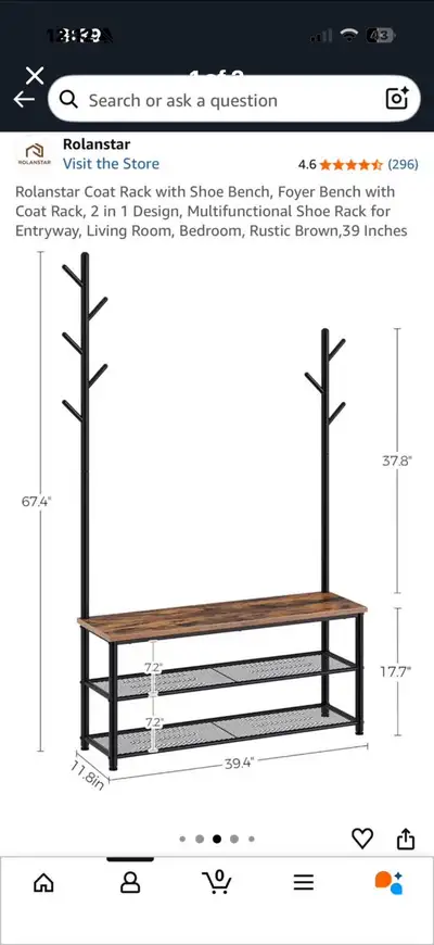shoe bench and coat rack, View more