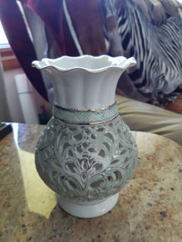 3DBisque Hummingbird Vase/Pierced Cylinder Vase/Large Brown Vase