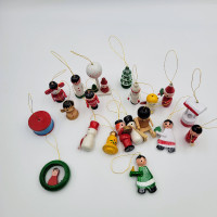Vintage Lot Of 20 Mini Miniature Christmas Tree Ornaments Painte