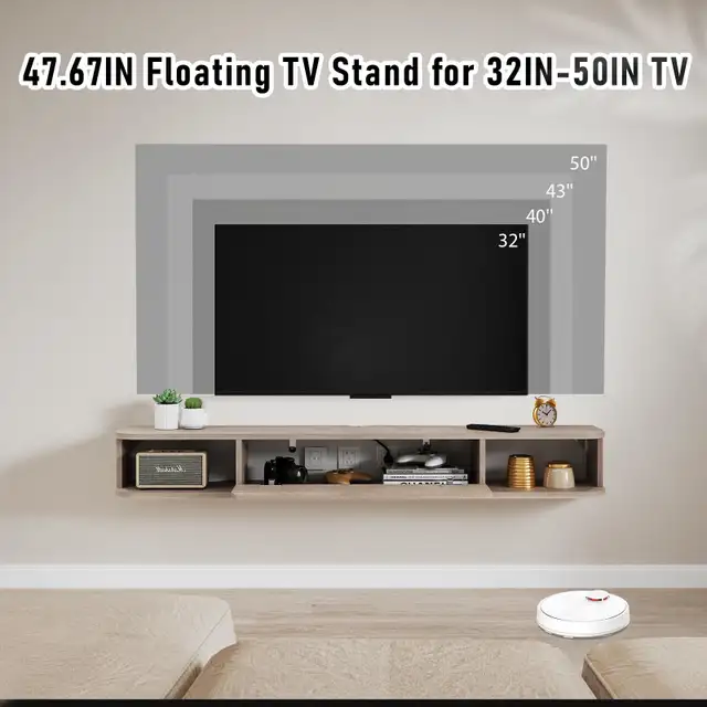 Floating TV Shelf, 48'' Wall Mounted TV Cabinet in TV Tables & Entertainment Units in City of Toronto - Image 5