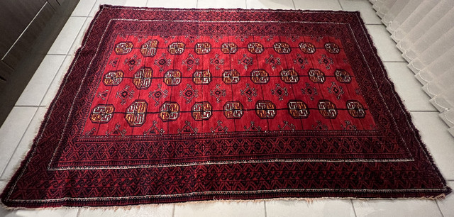 Handmade Vintage Persian Turkmen Wool Rug (120x170cm) (3.9x5.6F) in Rugs, Carpets & Runners in Markham / York Region - Image 2