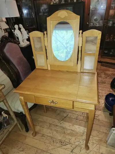 Beautiful light wood Vanity Cabinet with mirror, built-in pictur, View more