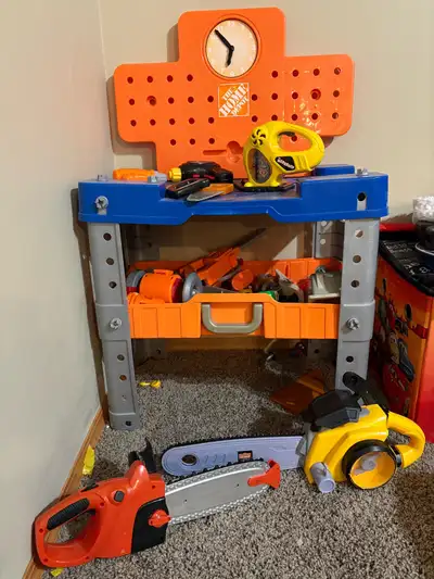 Tool bench with toys, $25 OBO