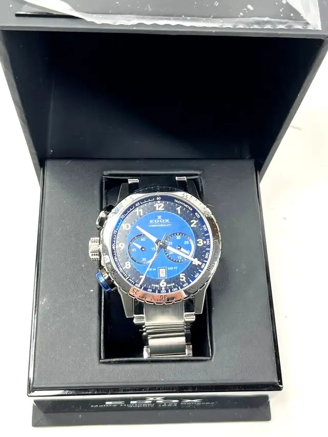 Edox Mens Chronorally-S Stainless Steel Blue Dial Quartz Watch - in Jewellery & Watches in London - Image 2