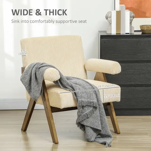 Accent Chair corduroy Armchair with Wide Seat and Soft Padded  in Chairs & Recliners in Markham / York Region - Image 5