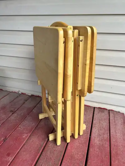 Wood Folding TV Tray Tables for Eating set of 4, View more