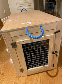 Wooden, IATA-approved dog crate for travel