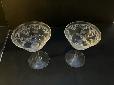 2 Etched Cocktail Glasses, View more
