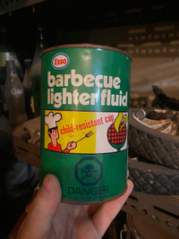 Vintage Antique ESSO Barbecue Lighter Fluid (Half Full) 