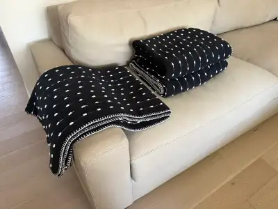 3 Decorative Black & White Blankets $75 for all 3, View more