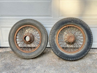 “1920’s - 30’s Spoked Wheels/Tires” $75 Each. 