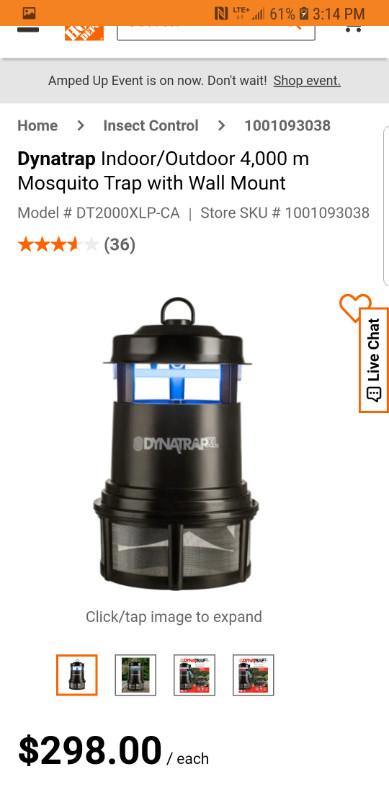 Dynatrap Indoor/Outdoor 4,000 m Mosquito Trap with Wall Mount in Other in Oakville / Halton Region
