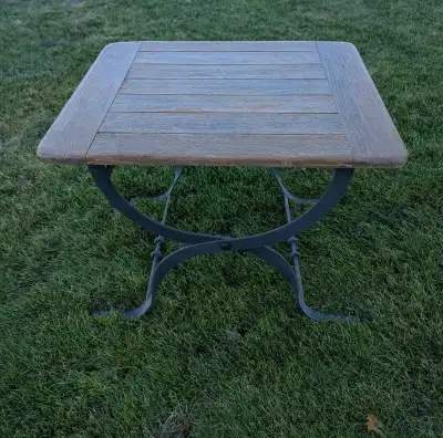 Wood table with wrought iron legs , View more
