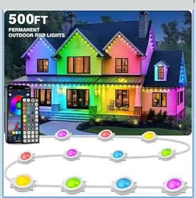Brighten up your home with these permanent outdoor RGB LED lights, perfect for year-round decor. The...