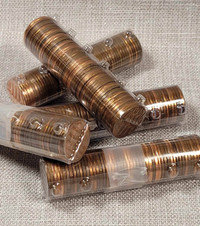 Pièces Canadiennes 1 cent circulées. Circulated pennies in rolls