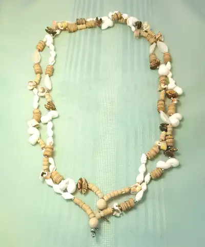 1970s Philippines Shell Necklace 52" Rope - Puka & Spiral Bead, View more