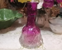 PINK FLORENTINE GLASS BUD VASE 8" TALL